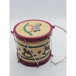 VINTAGE OLD WORLD CHRISTMAS ORNAMENT - TOY DRUM Horses Decor
